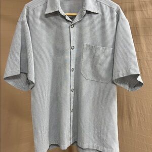 Vintage Saga men’s short sleeve checkered dress shirt rayon M